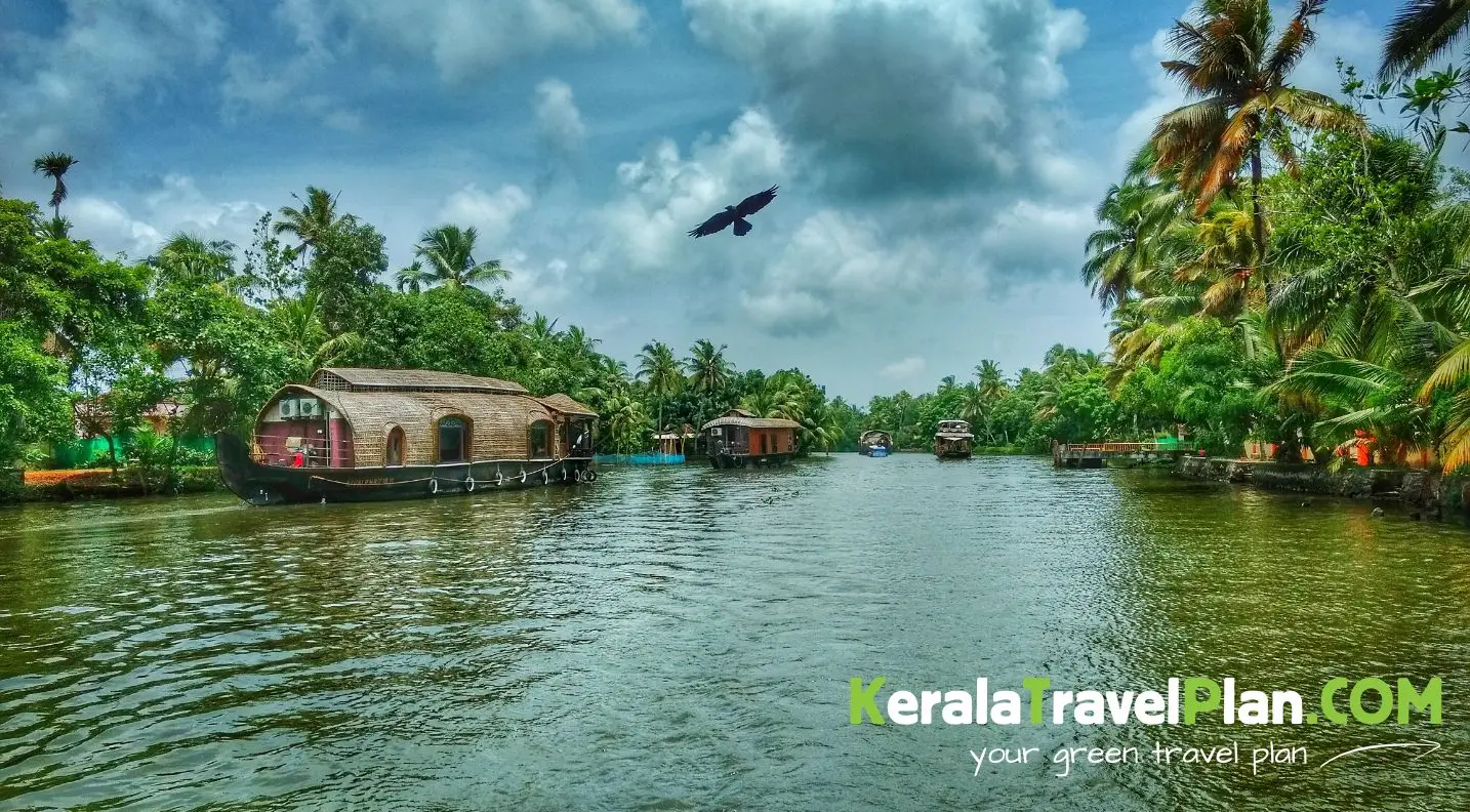 ultra-wide shot of backwaters of Kerala