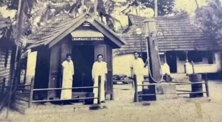 A very old photo of the Pai Petrol pump in Changanassery, from 1930s.